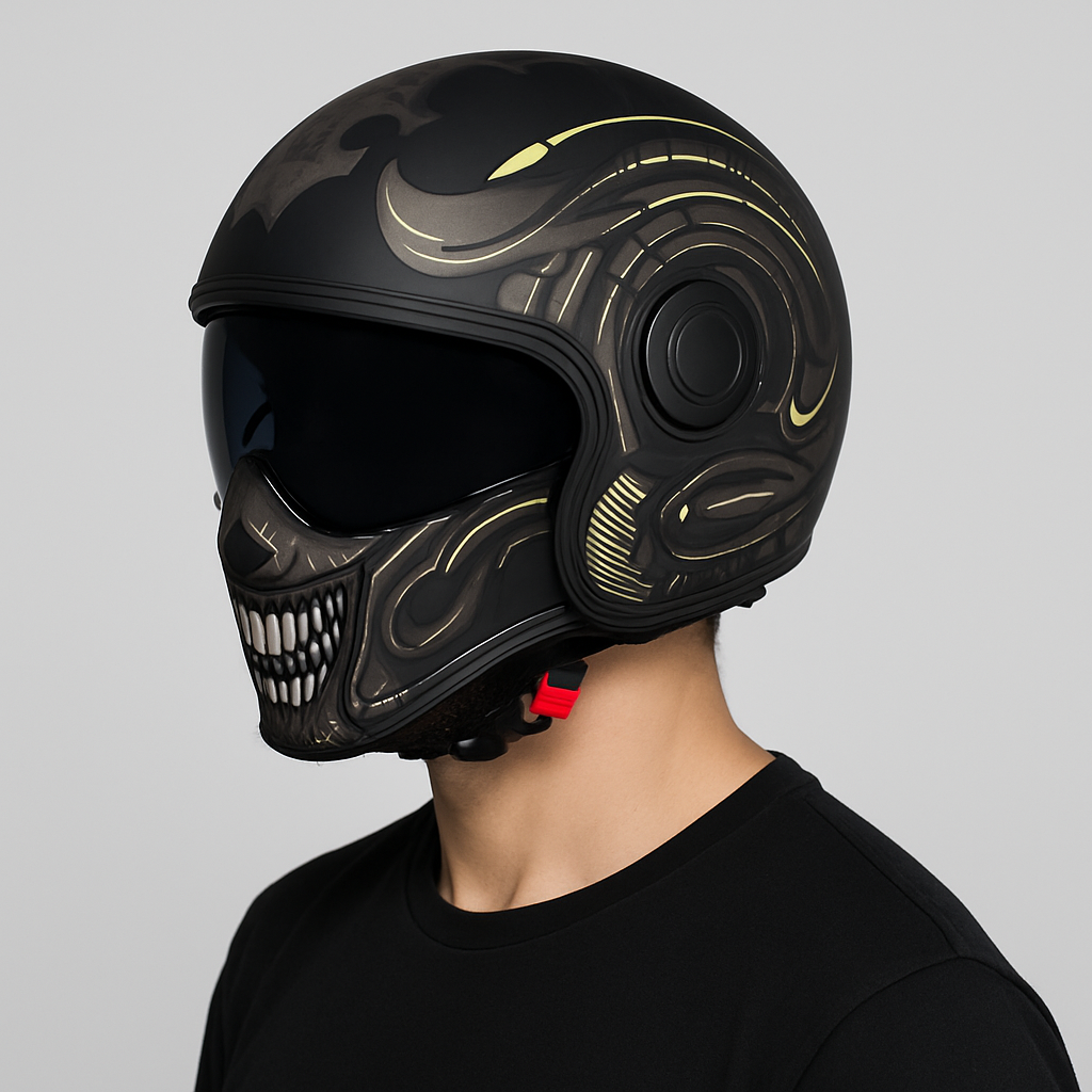 Casque Moto Intégral | Style Combat Rétro | Visière Double + Mentonnière Détachable | Homologué ECE & DOT