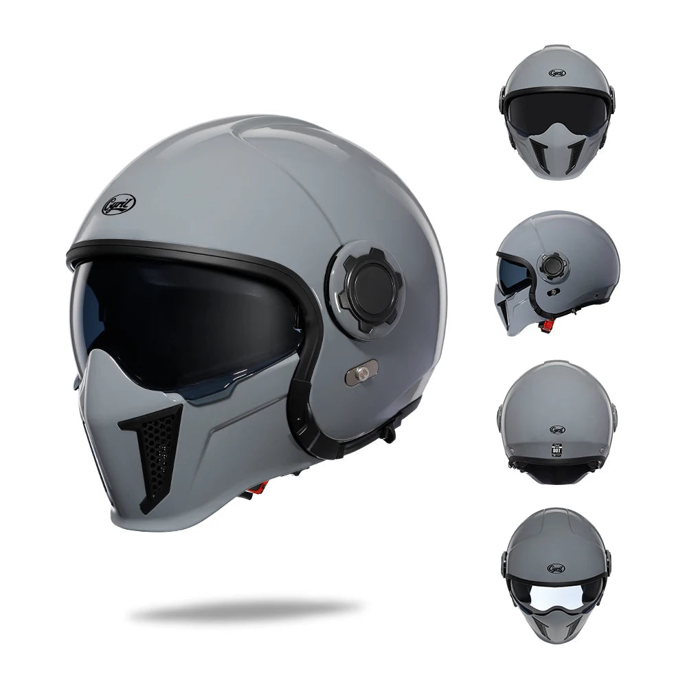 Casque Moto Intégral | Style Combat Rétro | Visière Double + Mentonnière Détachable | Homologué ECE & DOT