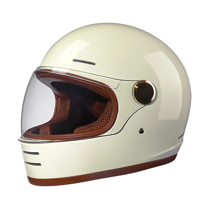 Casque Moto Vintage Café Racer – Rétro et Stylé avec Visière Transparente