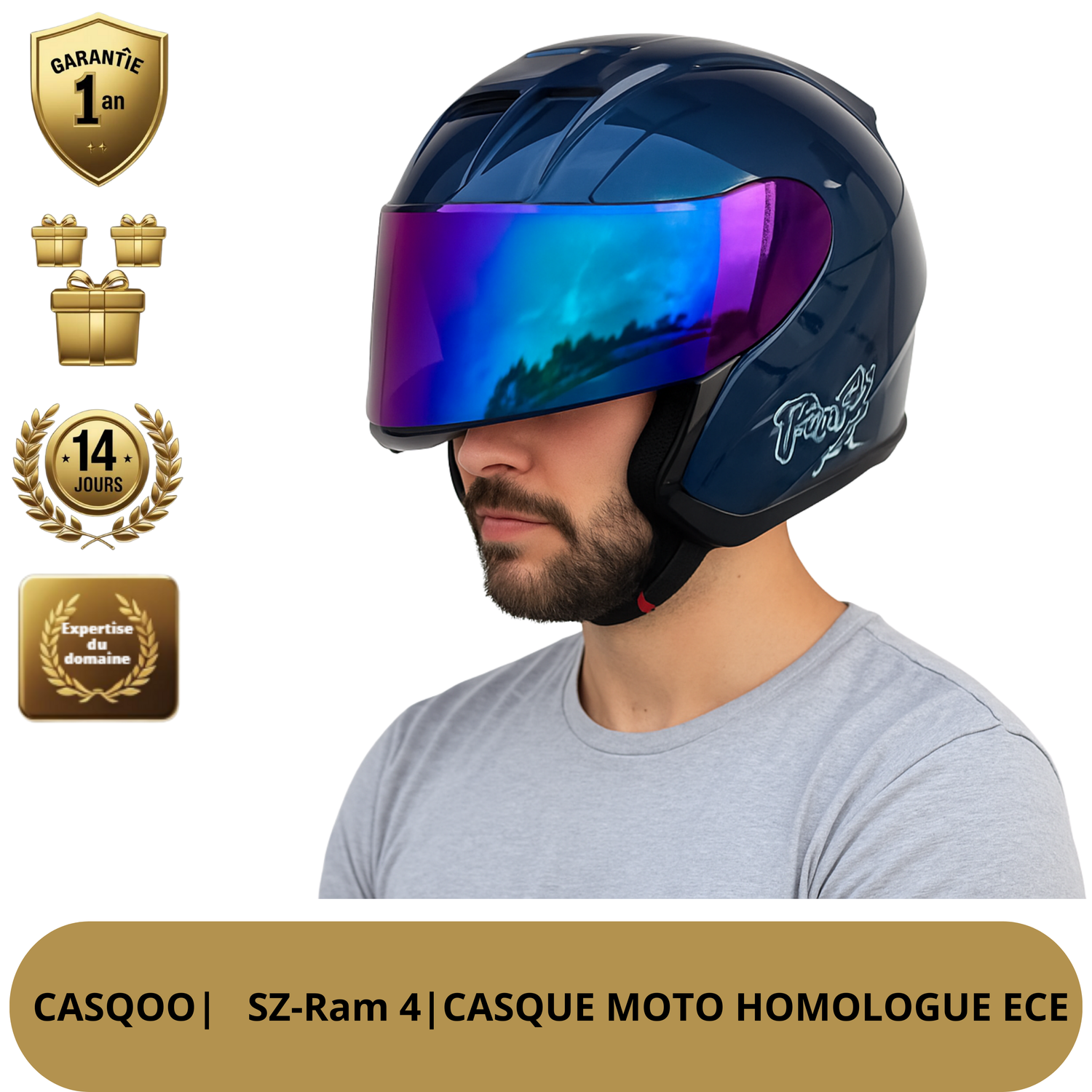 Casque Moto femme  – 3/4 Jet Ouvert | Spécial Été | Homologué DOT & ECE