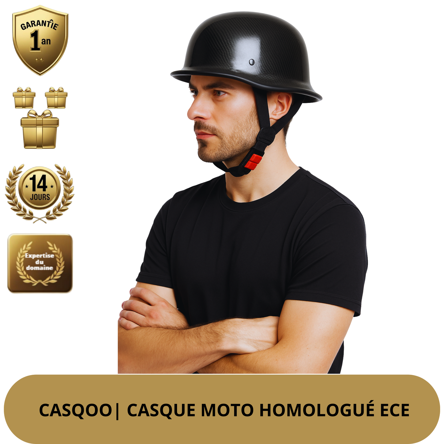 Casque Vintage Demi-Visage – Style Allemand, Sécurité Moderne