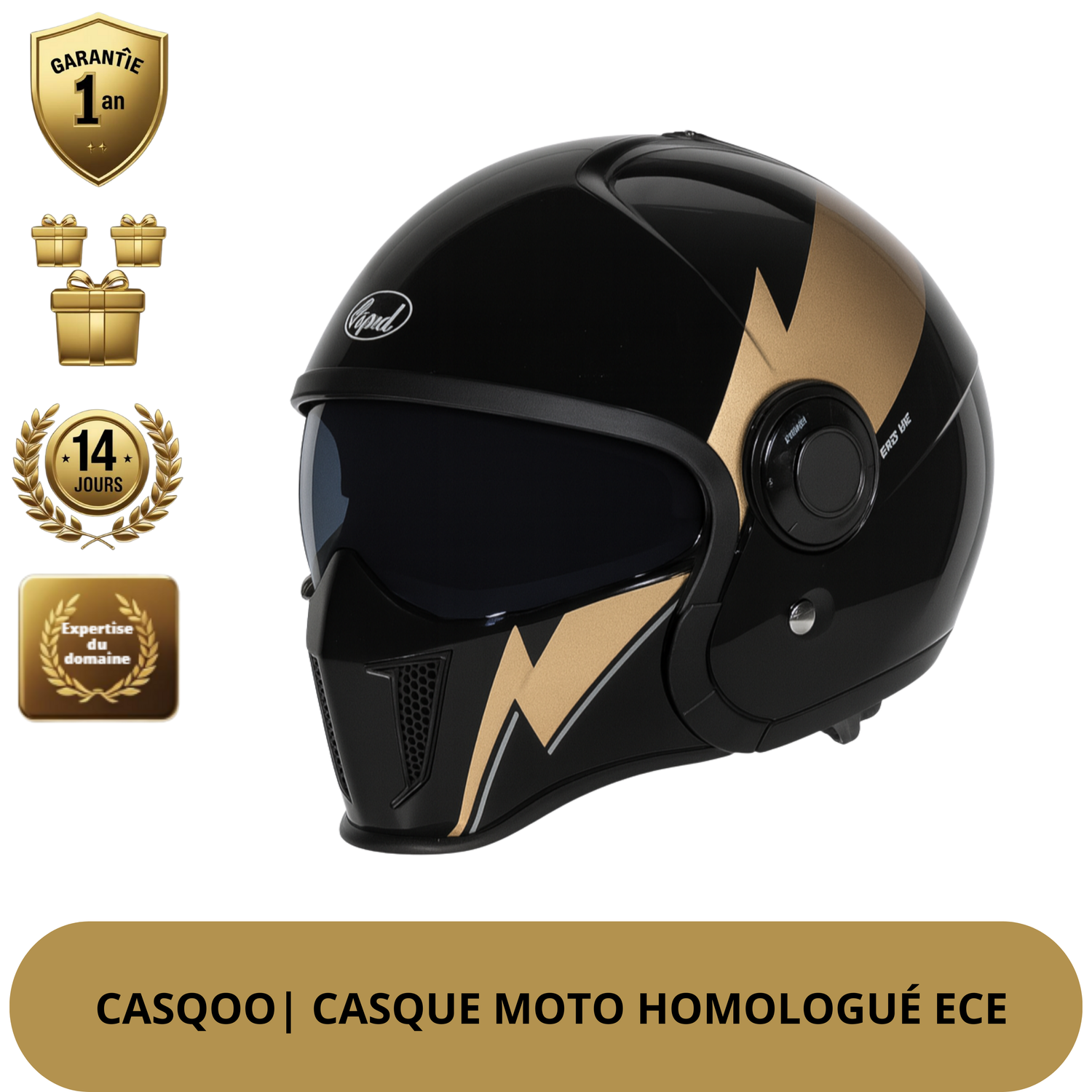 Casque Moto Intégral | Style Combat Rétro | Visière Double + Mentonnière Détachable | Homologué ECE & DOT