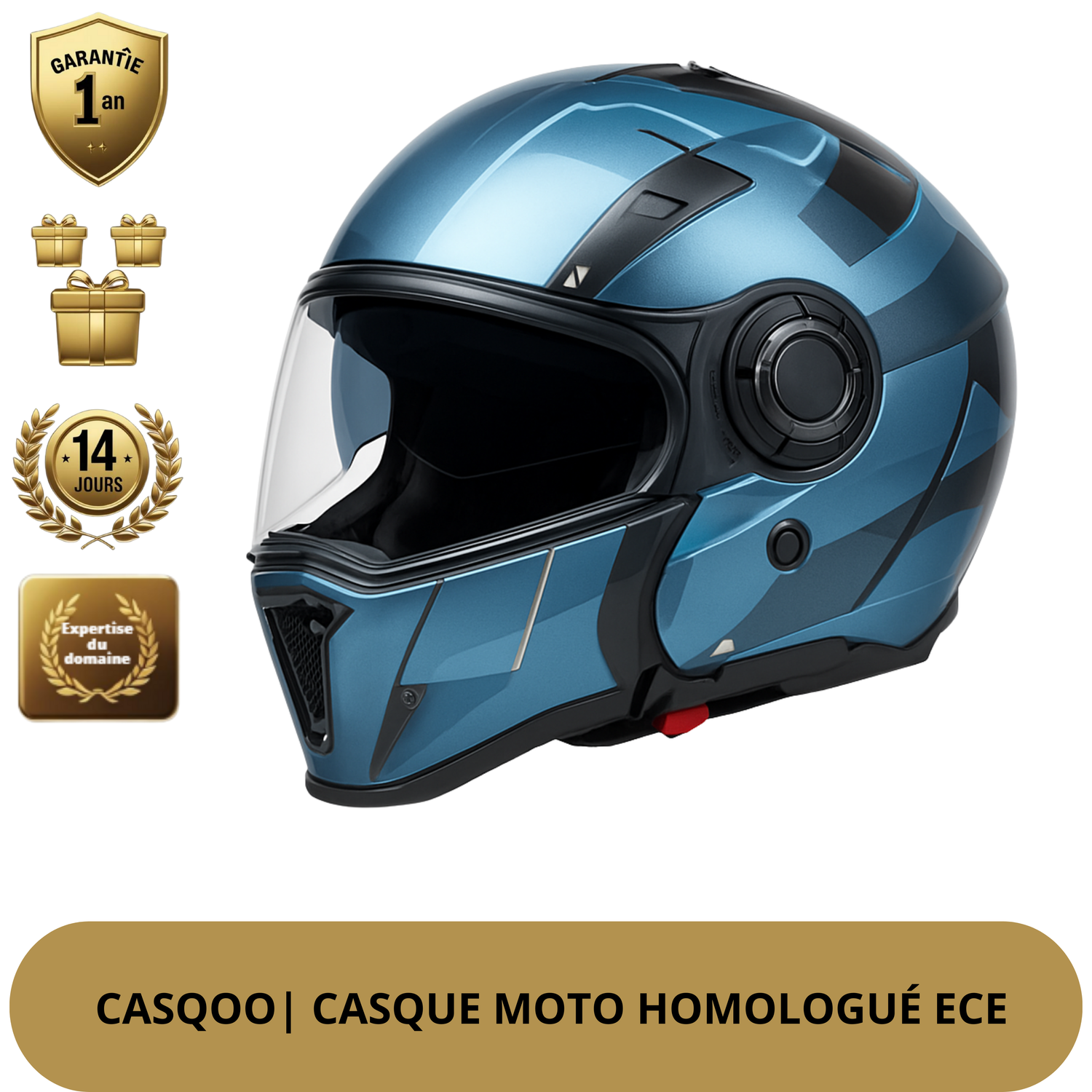 Casque Moto Intégral | Style Combat Rétro | Visière Double + Mentonnière Détachable | Homologué ECE & DOT
