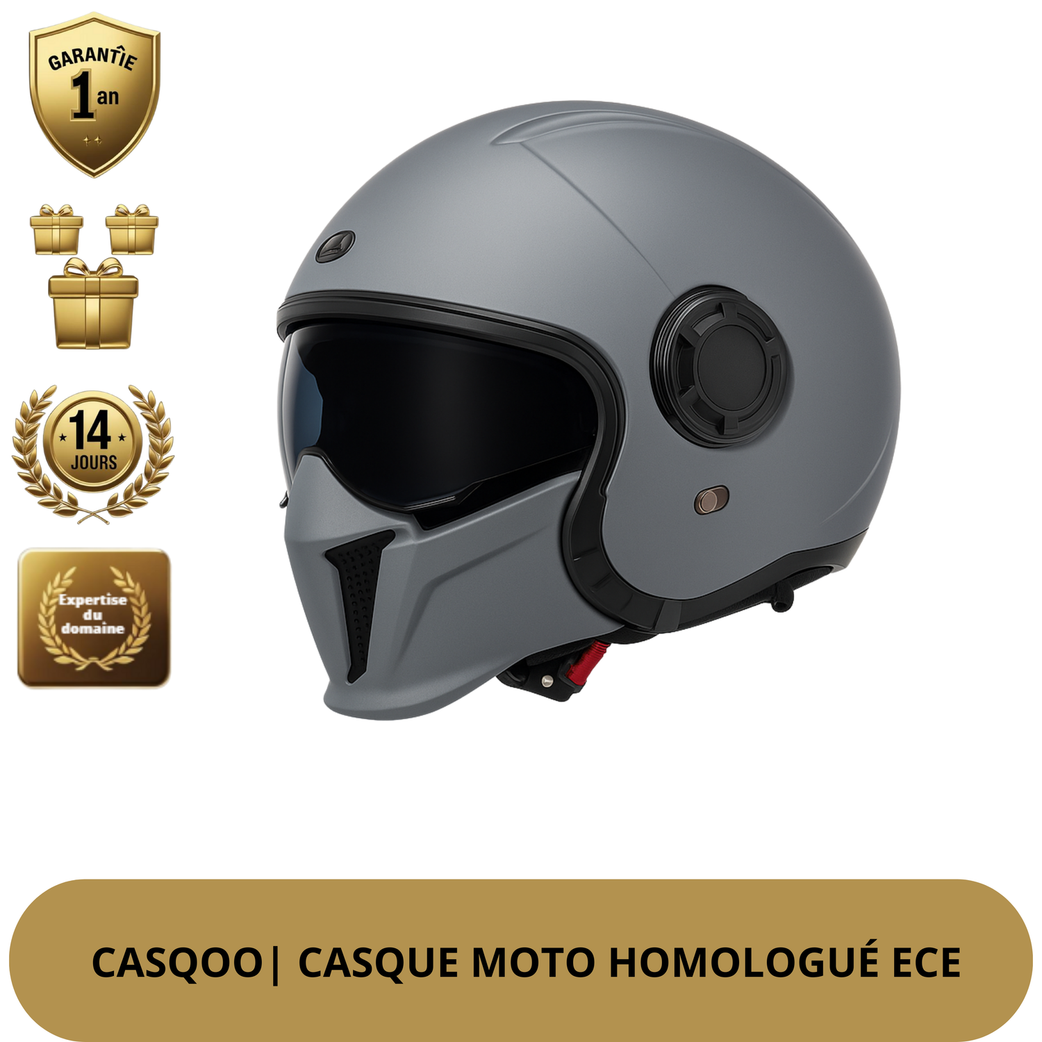 Casque Moto Intégral | Style Combat Rétro | Visière Double + Mentonnière Détachable | Homologué ECE & DOT