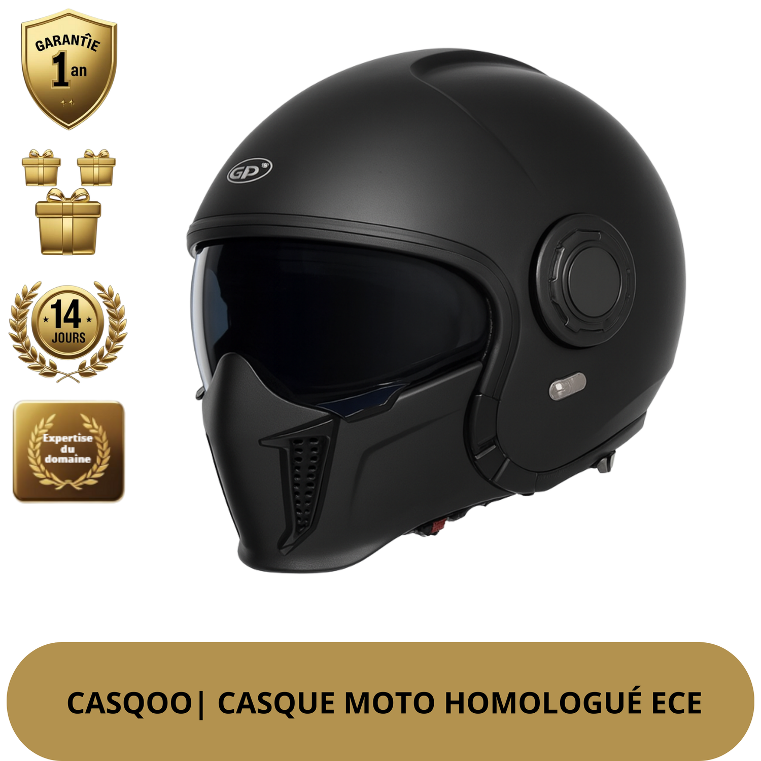 Casque Moto Intégral | Style Combat Rétro | Visière Double + Mentonnière Détachable | Homologué ECE & DOT