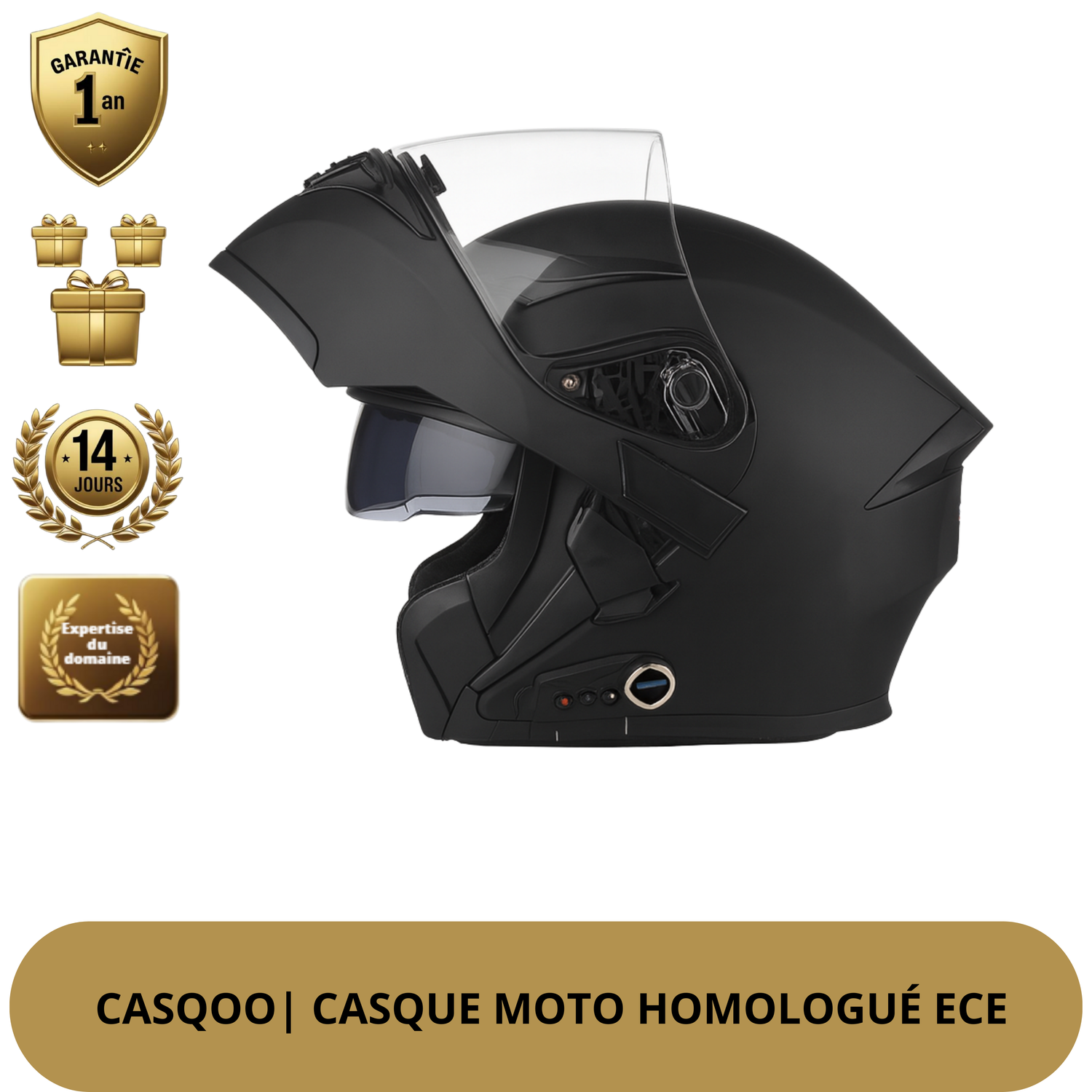 Casque Moto Bluetooth – Double Visière, Intégral & Connecté – Homologué DOT ECE