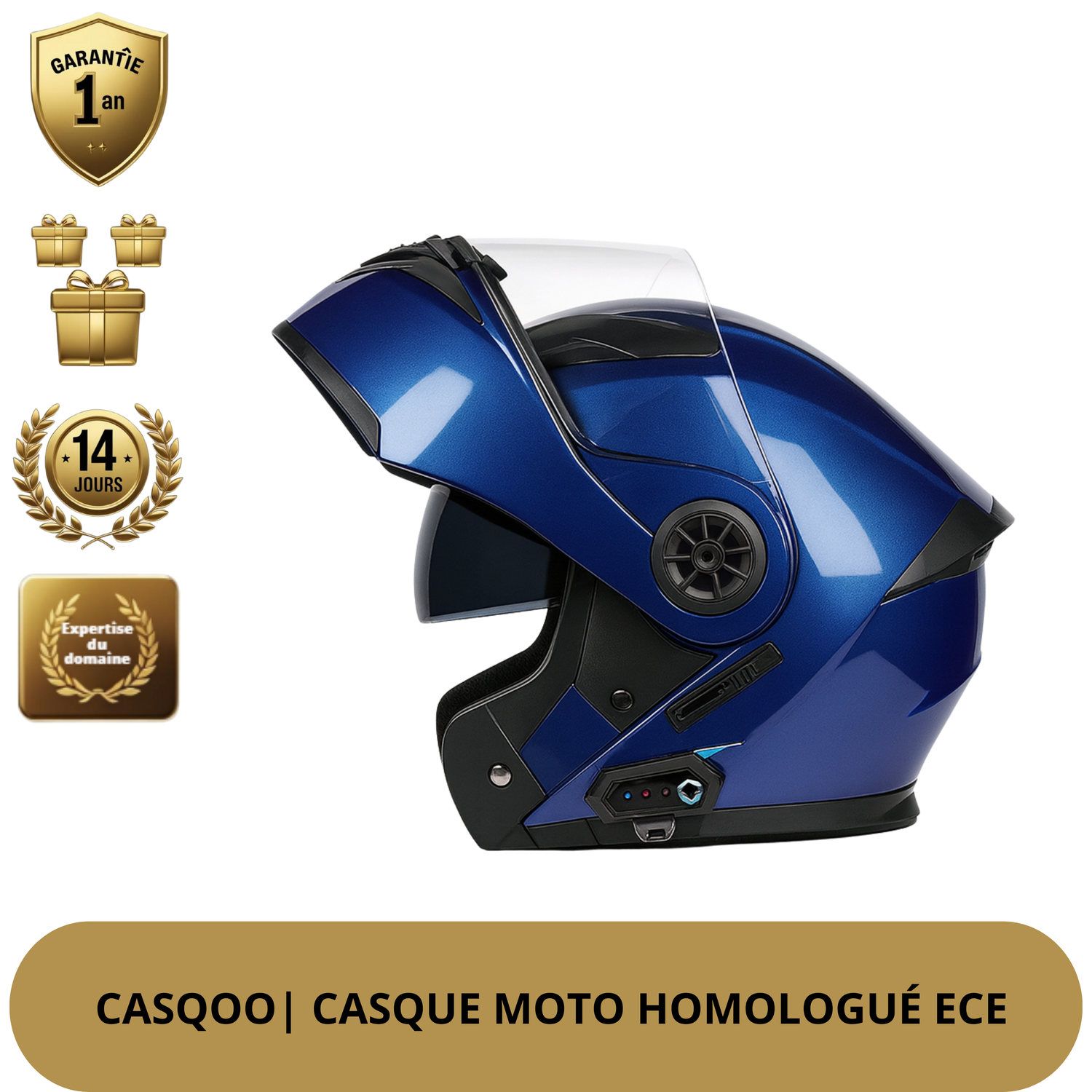 Casque moto Bluetooth rabattable ECE/DOT – Connecté, sécurisant, prêt pour tous tes trajets