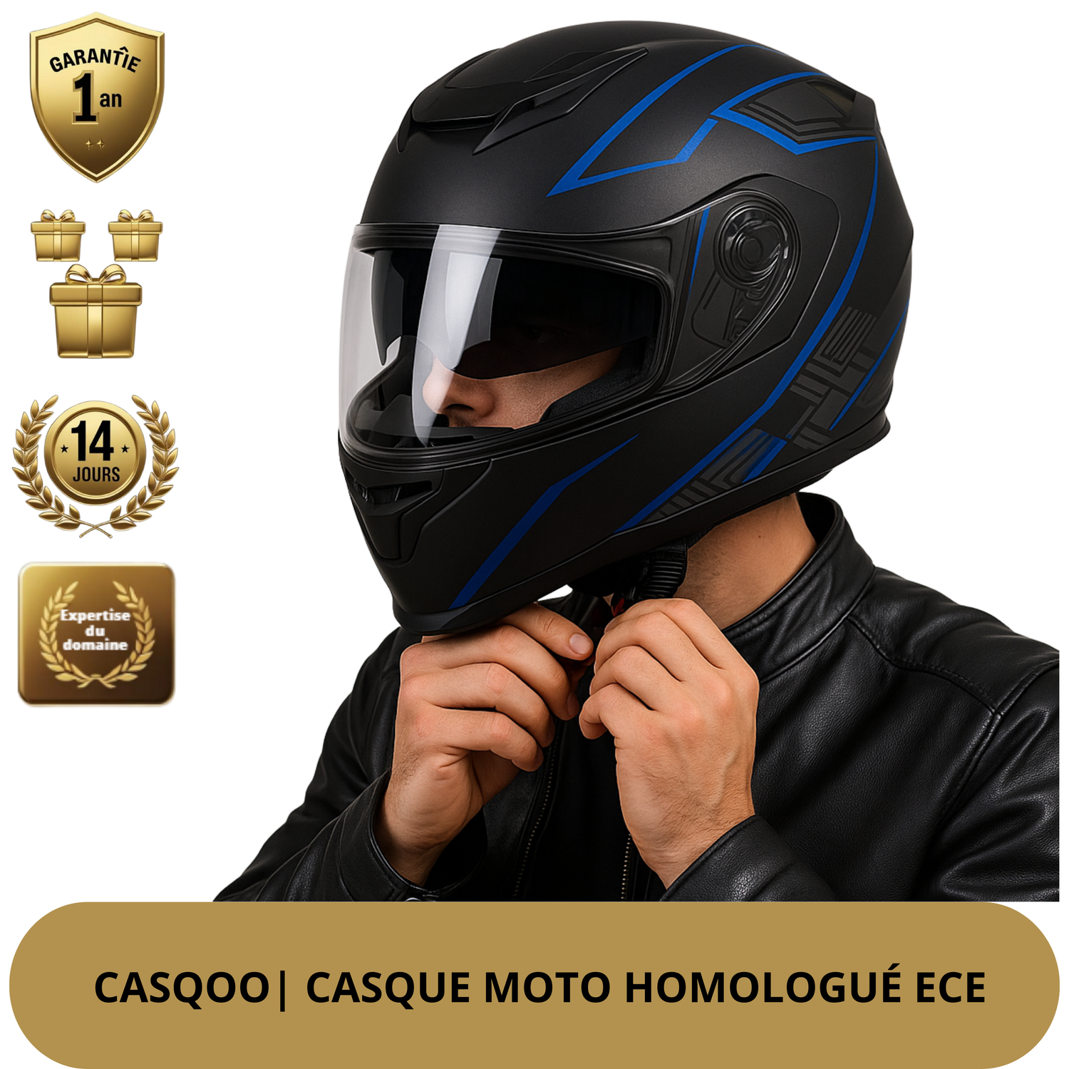 Casque modulable moto  – intégral, certifié DOT & ECE, confort 4 saisons & style sportif