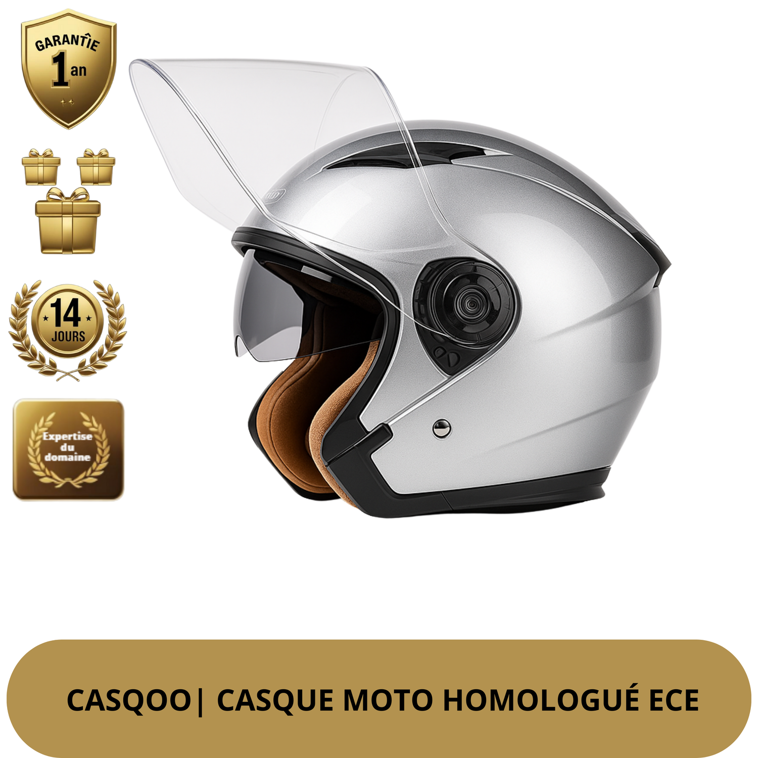 Casque Moto Jet - Ouvert Double Visière – Homologué DOT & ECE