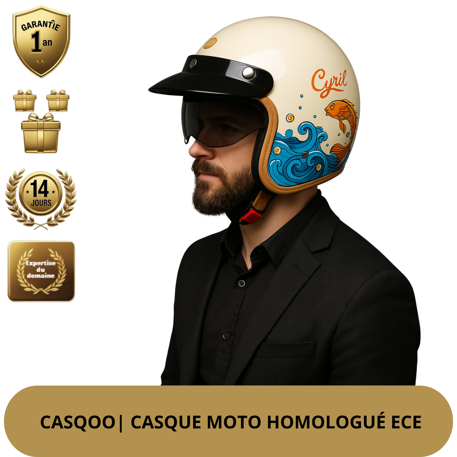 Casque Moto Vintage –  Style et Look Racer, Homologué DOT & ECE