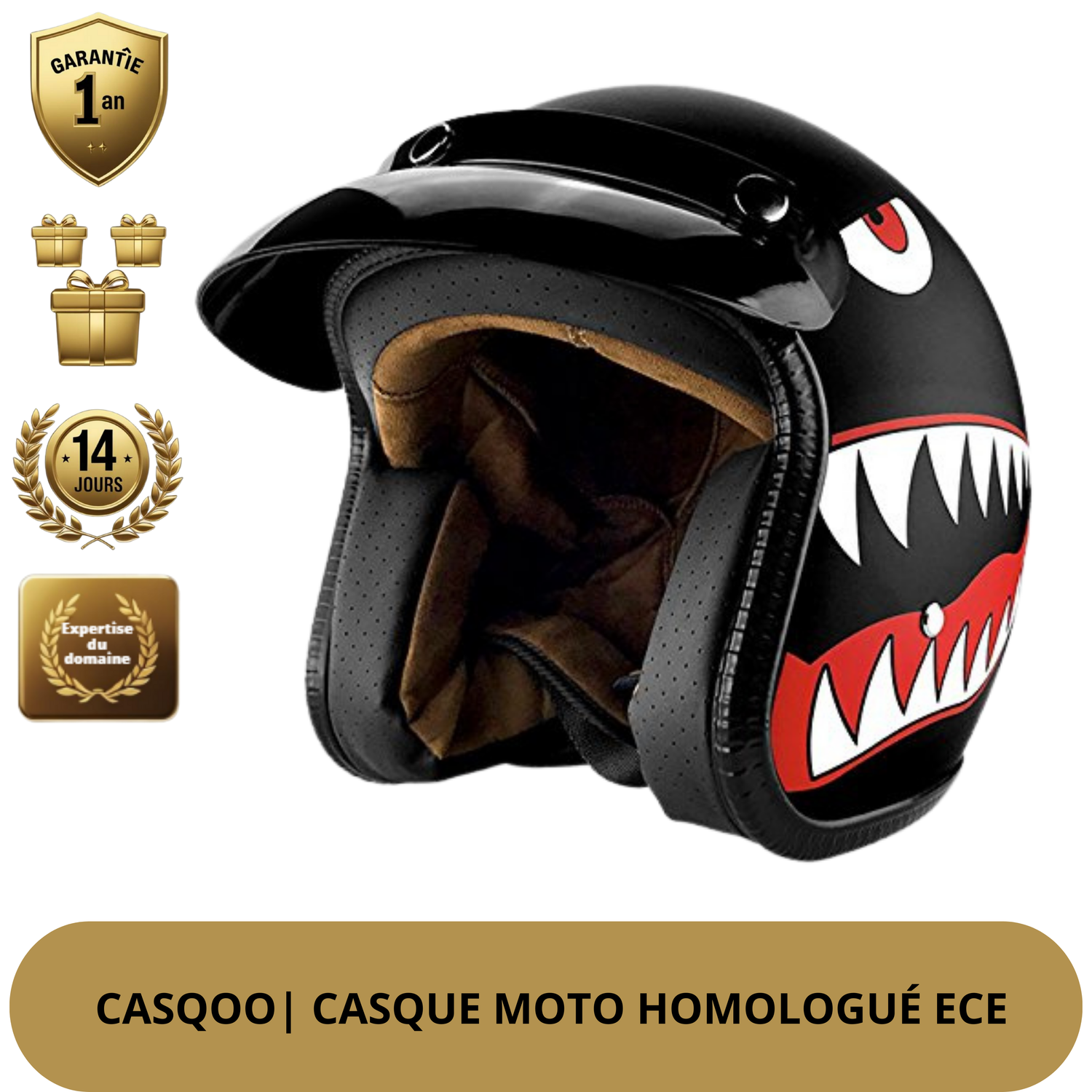 Casque Moto Vintage –  Style et Look Racer, Homologué DOT & ECE