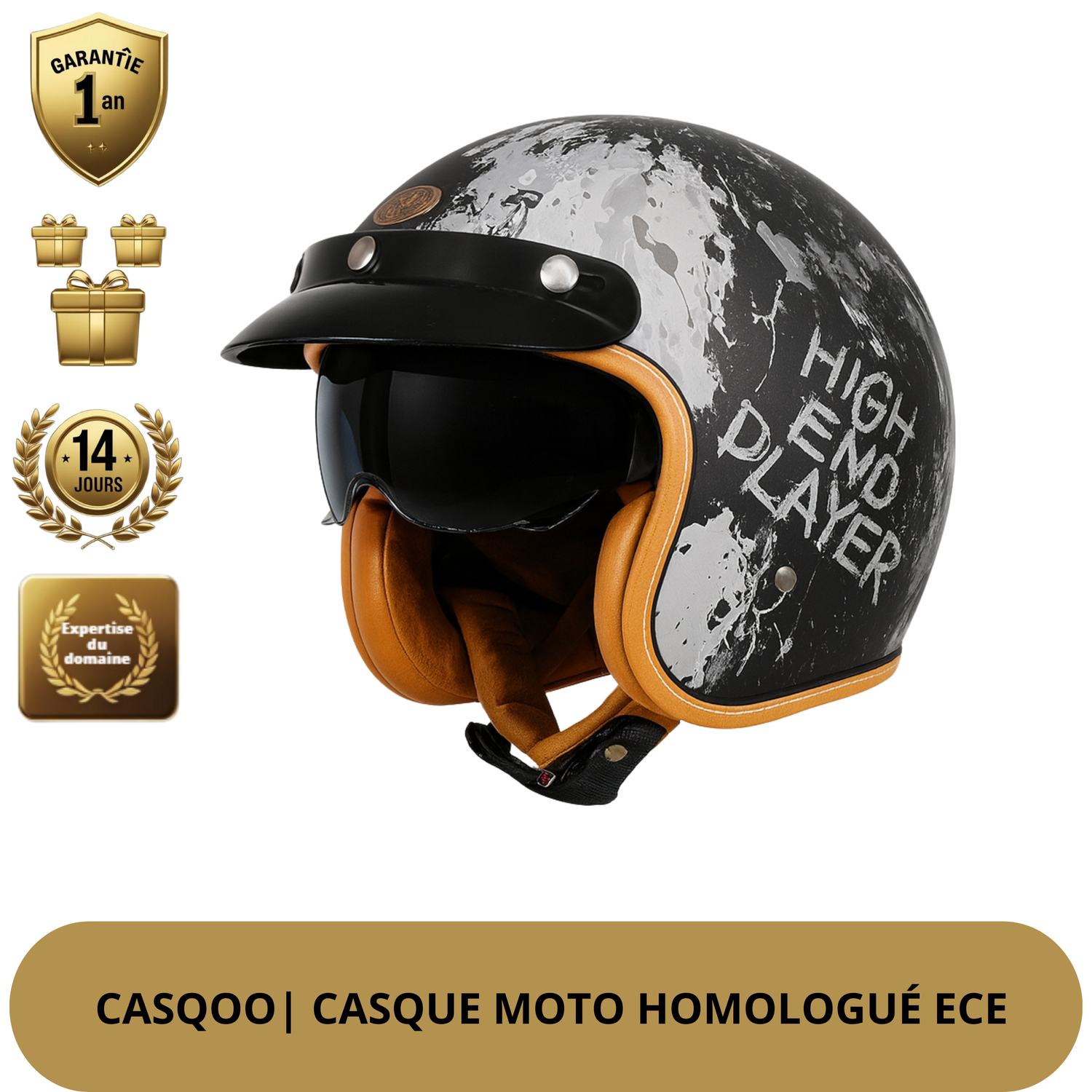 Casque Moto Vintage –  Style et Look Racer, Homologué DOT & ECE