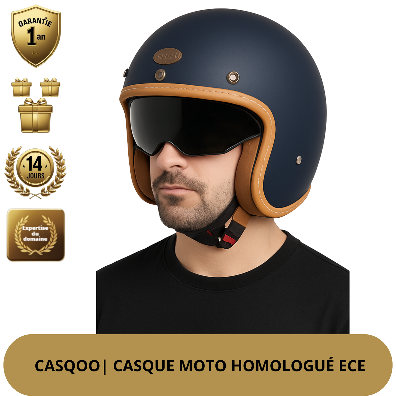 Casque Moto Vintage –  Style et Look Racer, Homologué DOT & ECE