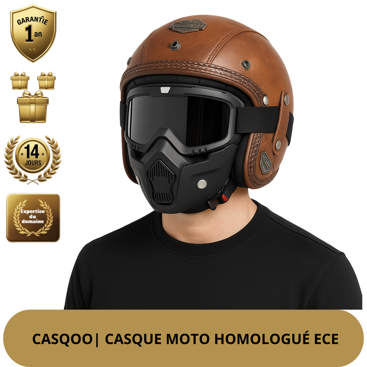 Casque Moto Vintage –  Style et Look Racer, Homologué DOT & ECE