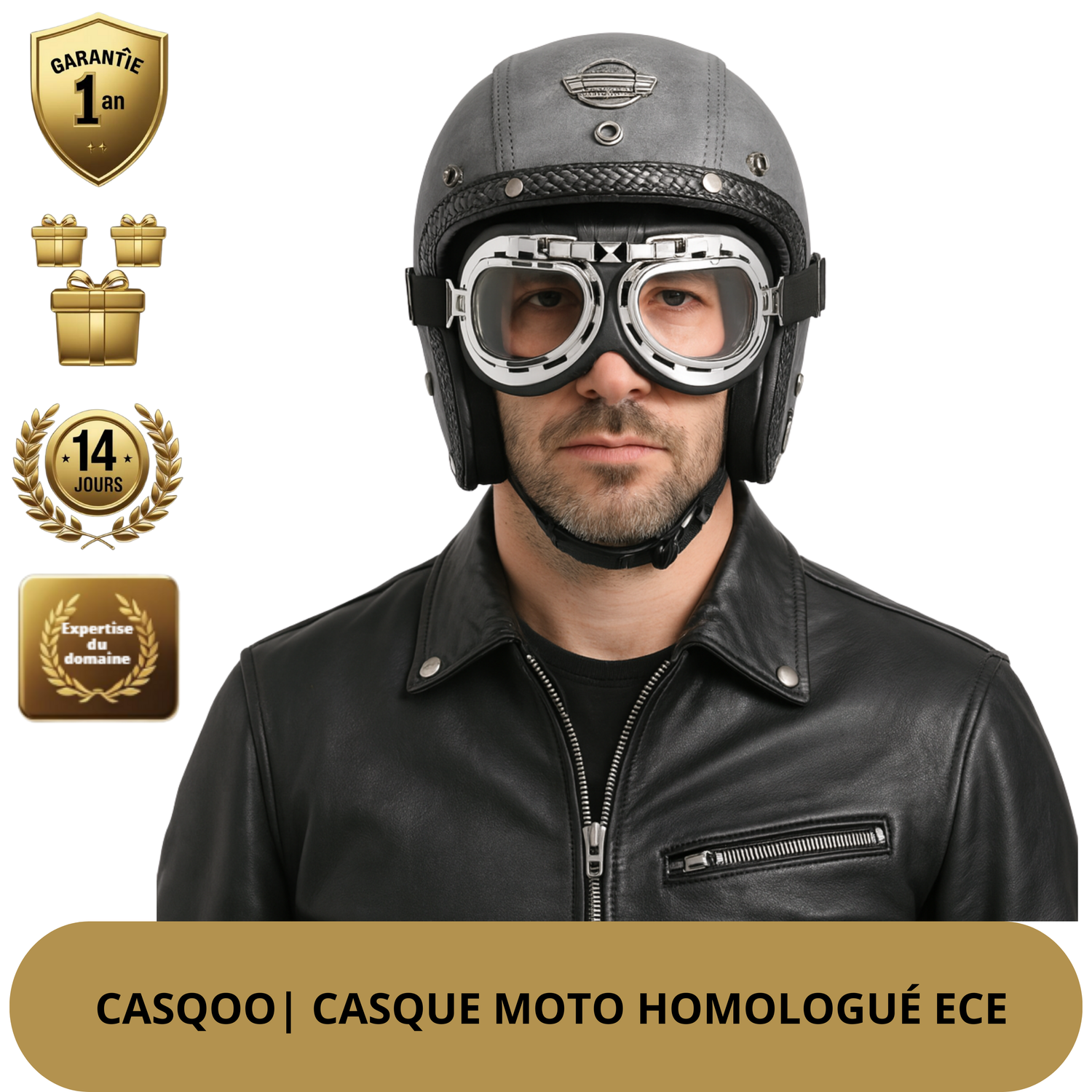 Casque Moto Vintage –  Style et Look Racer, Homologué DOT & ECE