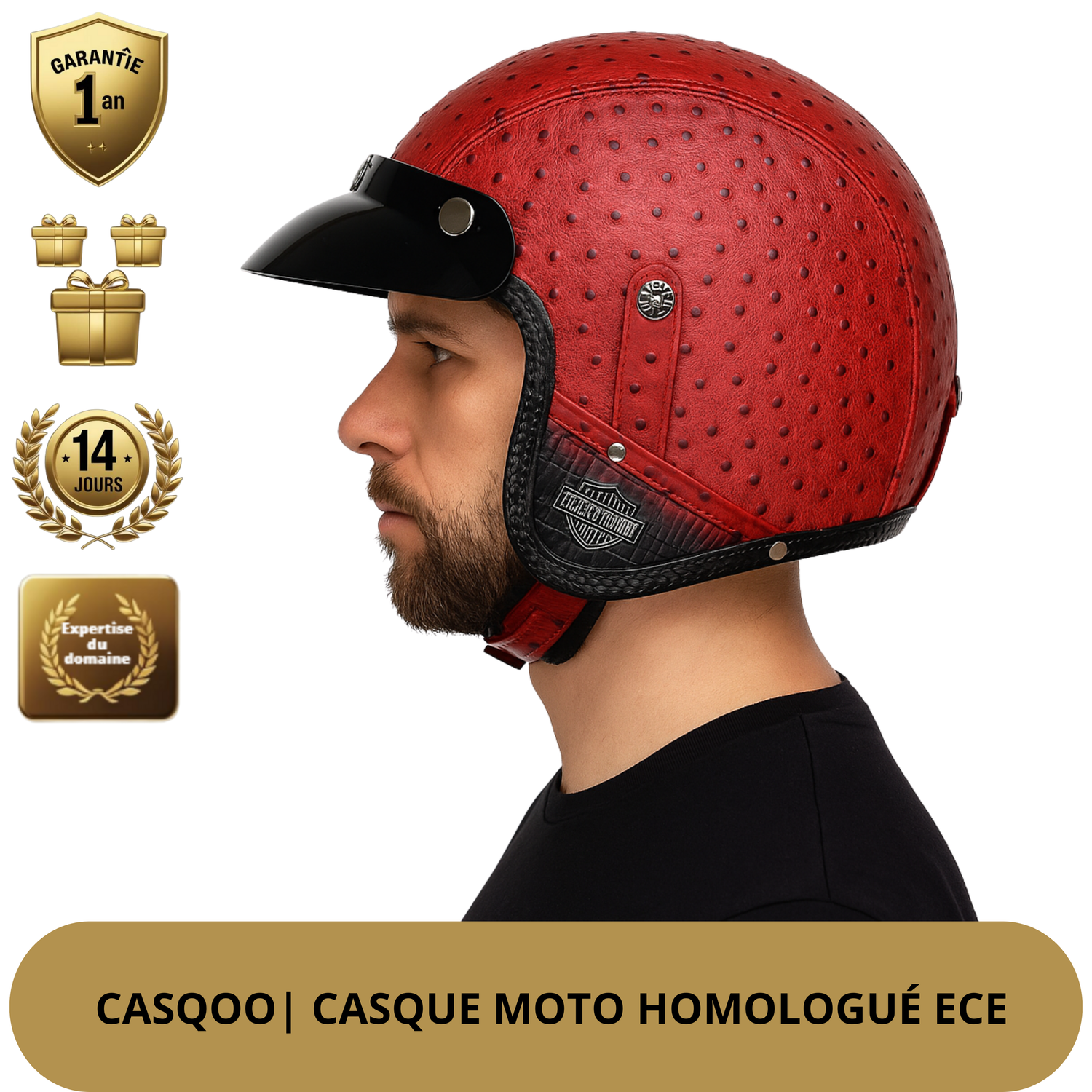 Casque Moto Vintage –  Style et Look Racer, Homologué DOT & ECE