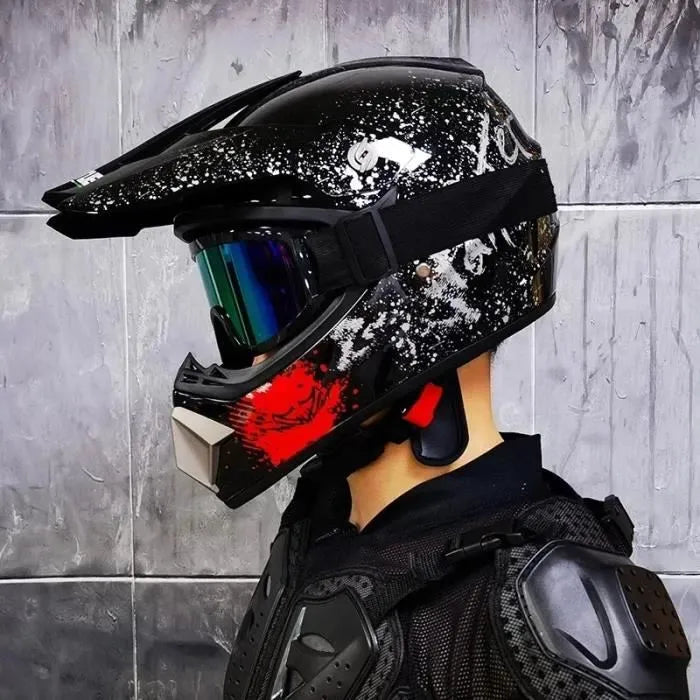 Casque Motocross – Homologué DOT + ECE | Design Futuriste Ultra Stylé | VTT, MX, Tout-Terrain